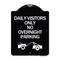 Signmission Day Visitors No Overnight Parking W/ Graphic Heavy-Gauge Aluminum Sign, 24" x 18", BW-1824-24196 A-DES-BW-1824-24196 - alternate 1
